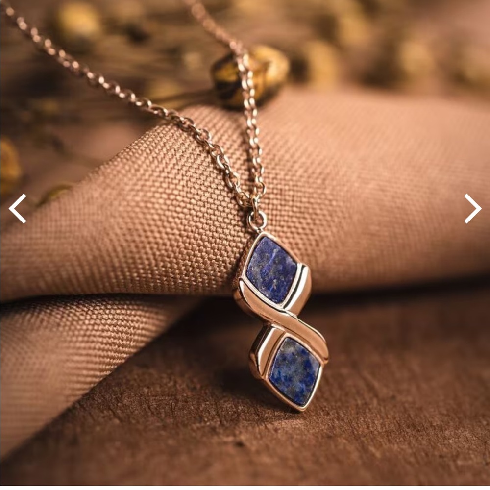 Blue and Gold Infinity Pendant Necklace